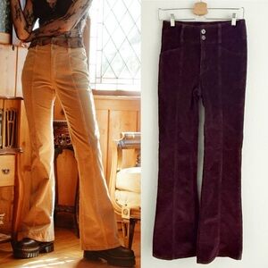 WEST OF MELROSE Burgundy Corduroy Corduroy Flare Pants